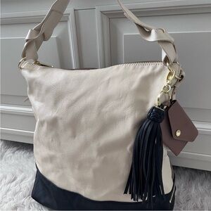 Steve Madden Cream and Black Hobo Bag with Casual Silhouette